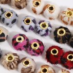 Fur Ball Beads Factory - Plush Covered Straight Hole Charms DIY Pompom