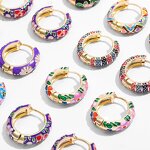 Hoop Earrings Supplier - Fashion Enamel Flower Huggie Vintage Boho Circle