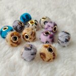 Fur Ball Beads Factory - Plush Covered Straight Hole Charms DIY Pompom