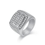 Rhinestone Ring Factory - Hip Hop Full 316L Stainless Steel Gold Color King