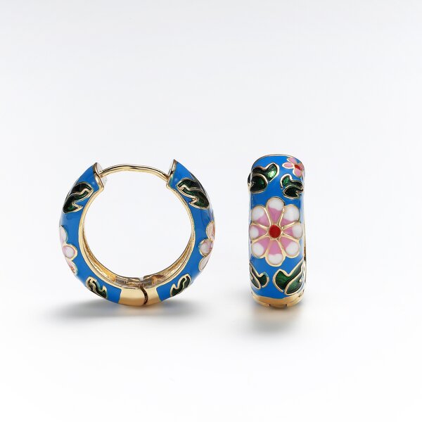 Hoop Earrings Supplier - Fashion Enamel Flower Huggie Vintage Boho Circle