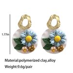 Polymer Clay Earrings Supplier - Handmade Retro SUNFLOWER Little Daisy Trendy