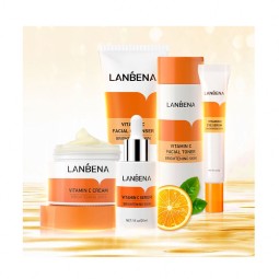 LANBENA维他命C素颜系列亮肤面霜水润爽肤水紧致精华霜5片