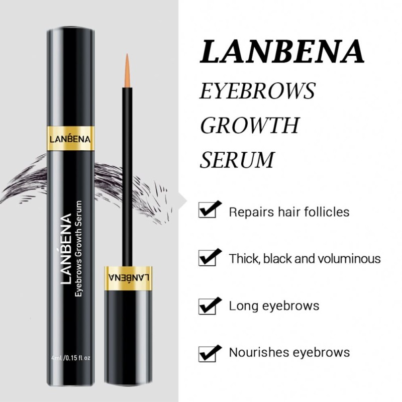 LANBENA Liquid Eyebrow Growth Enhancer Serum Eye Brow Gel for Thicker Brows Labeling Pattern Brush Tube