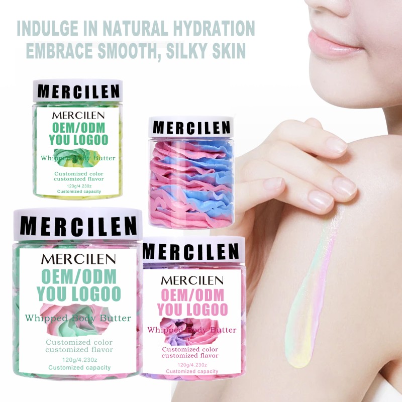 MERCILEN Brand Whipped Natural Rainbow Body Butter Cream Vegan Moisturizing Whitening Skin Care Organic Fruit Body Butter