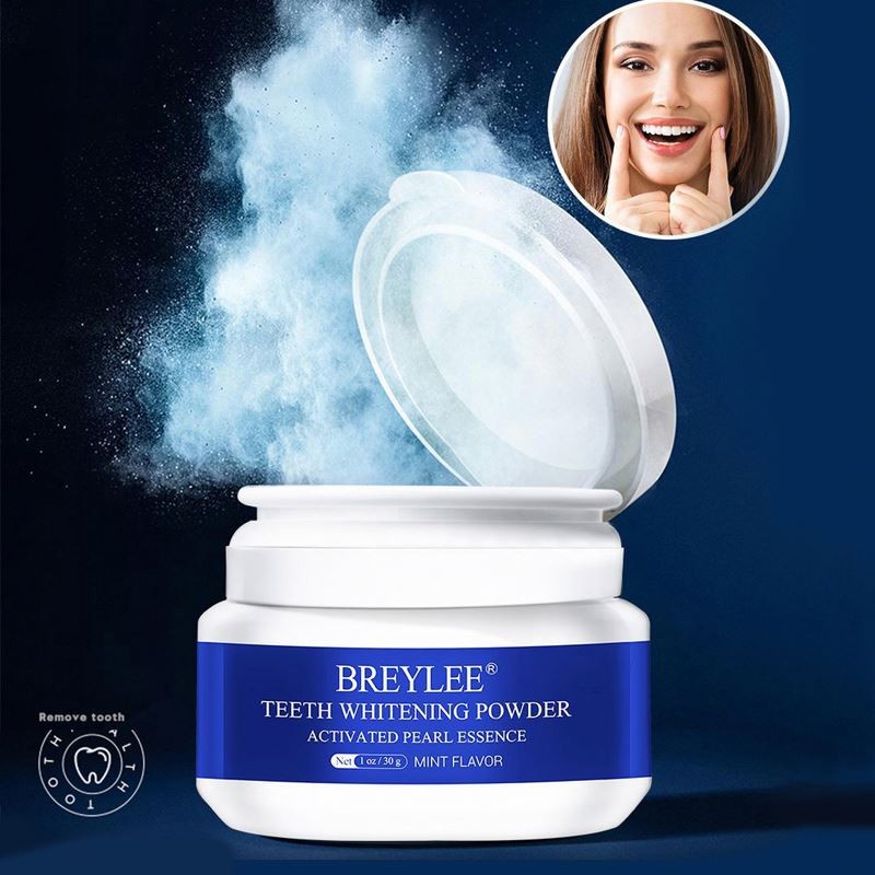 BREYLEE Easy Home Use Mint Flavored Teeth Whitening Powder 30g Effective Natural Teeth Whitening Supplement