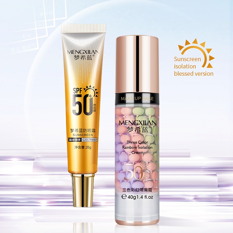 Moisturizing Face Makeup Foundation Base Cosmetic SPF50 Ultra Protect Sunscreen+three Colors Brighten Primer Make up Cream Vegan