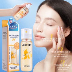 自有品牌有机透明质酸面部精华素SPF 50++防晒霜霜100ml面部抗氧化草药防晒霜喷雾