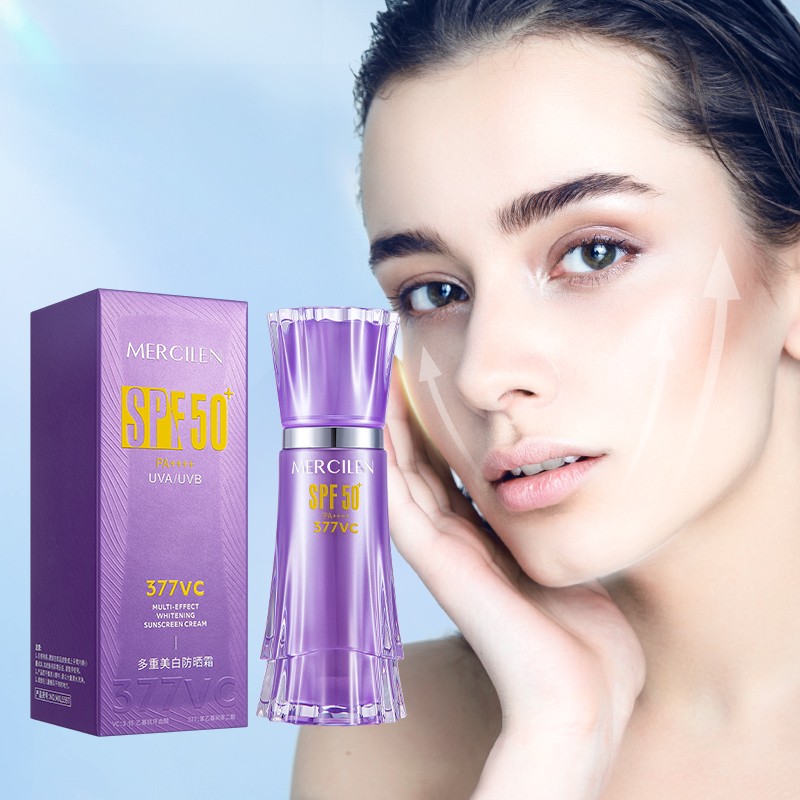 MERCILEN SPF 50++++ Organic Whitening Moisturizing Sunscreen for Dry Sensitive Skin Waterproof Body Cream Minerals Herbs for