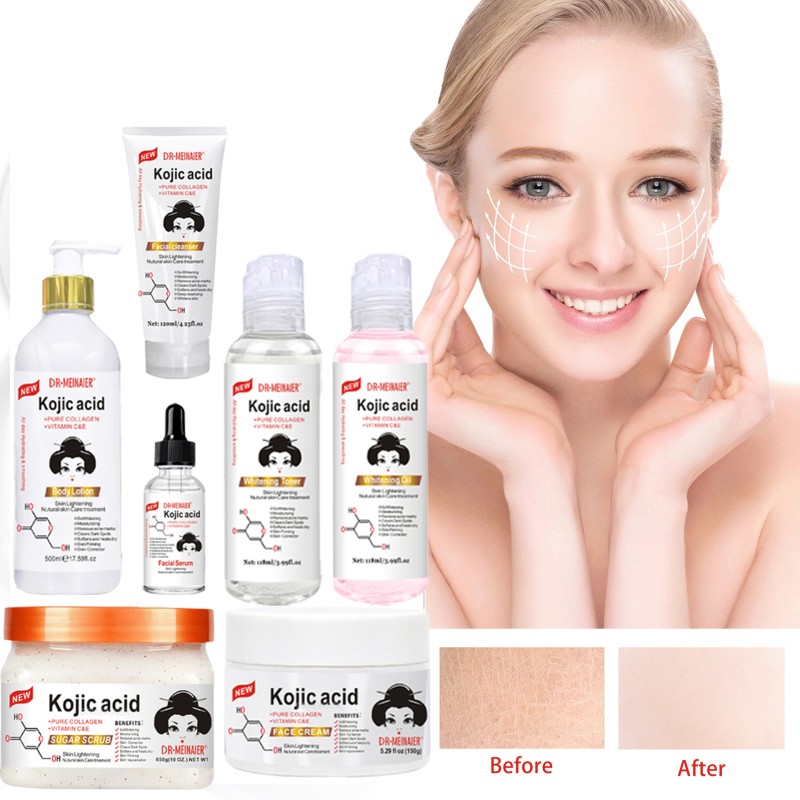 Vegan Kojic Acid Skincare Set Whitening Skin Care Hydrating Moisturizing  Cream Face Nourishing Skin Care Set