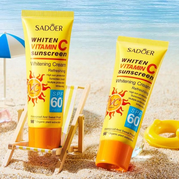 ROREC SADOER SPF60+ PA+++ Vitamin c Sunscreen Whitening Cream Anti-sweat Refreshing Waterproof Sunblock 40g