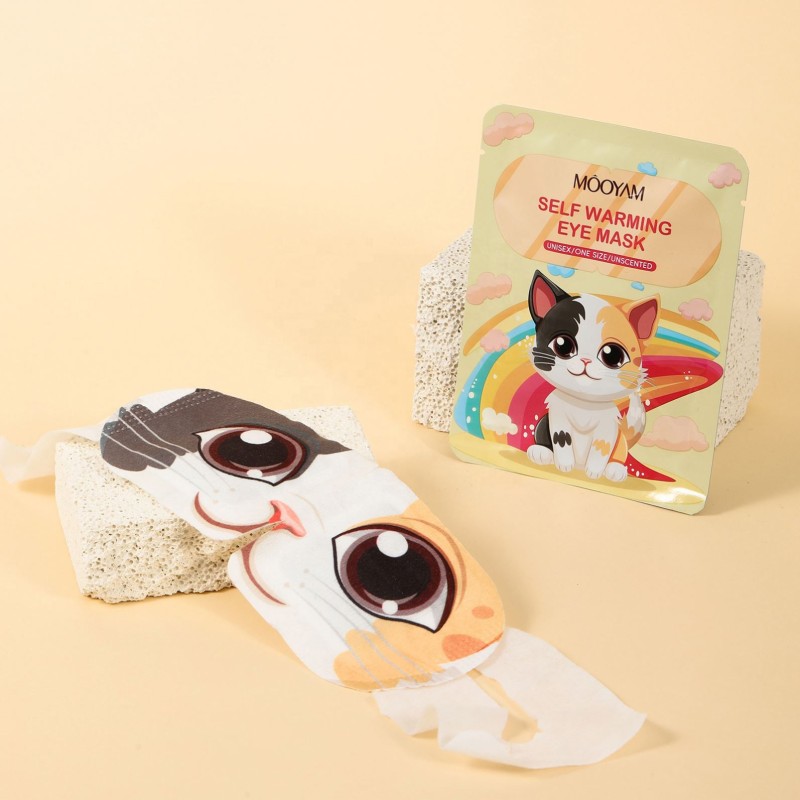 Self Heating Steam Eye Mask Private Label Cute Cat Warming Sleep Mask Patch Heat Pad Relief Eye Fatigue Heated Eye Mask