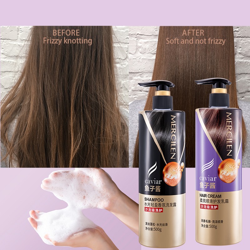 Caviar Extract Repair Smoothing Hair Care Set Strengthening Provide Bath Professional Organic Shampoo and Conditioner Set