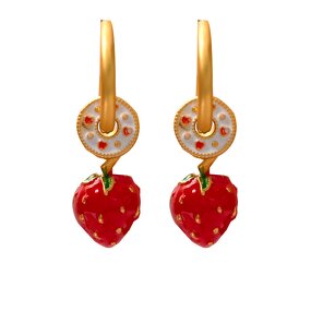 Copper Earrings Factory - Long Strawberry Design Earrings