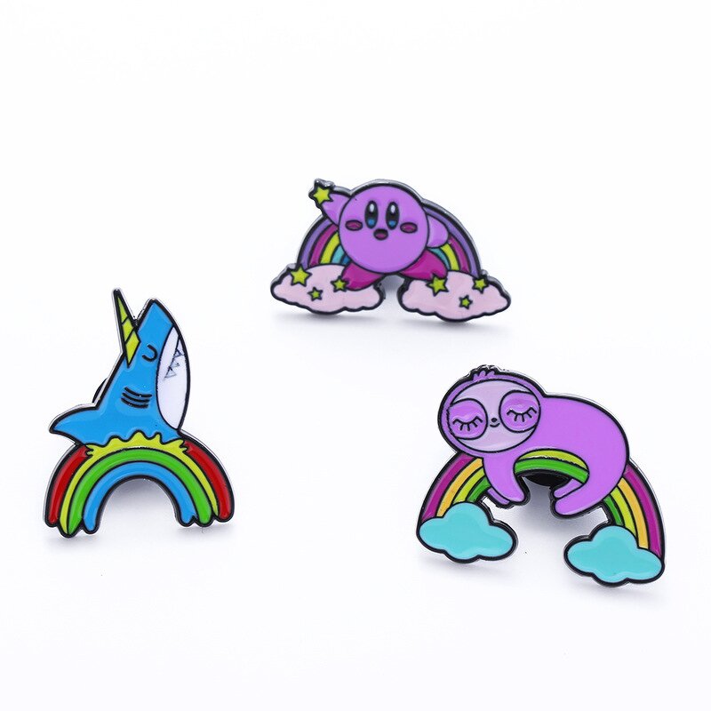Enamel Pin Factory - Kawaii Sloth Shark Brooch