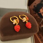 Copper Earrings Factory - Long Strawberry Design Earrings