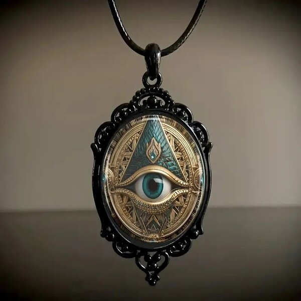 Eye Necklace Factory - Black Frame Glass Pendant