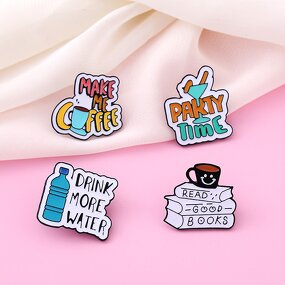 Enamel Pin Factory - English Sentence Brooch Supplier