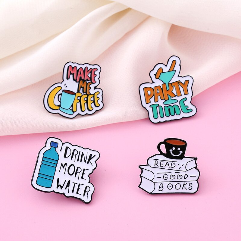 Enamel Pin Factory - English Sentence Brooch Supplier
