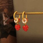 Copper Earrings Factory - Long Strawberry Design Earrings
