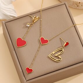 Jewelry Set Factory - 18K Gold Heart-shaped Set
