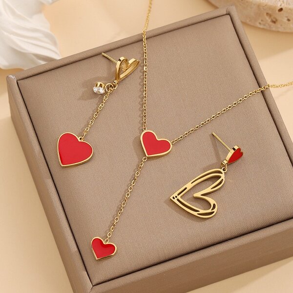 Jewelry Set Factory - 18K Gold Heart-shaped Set