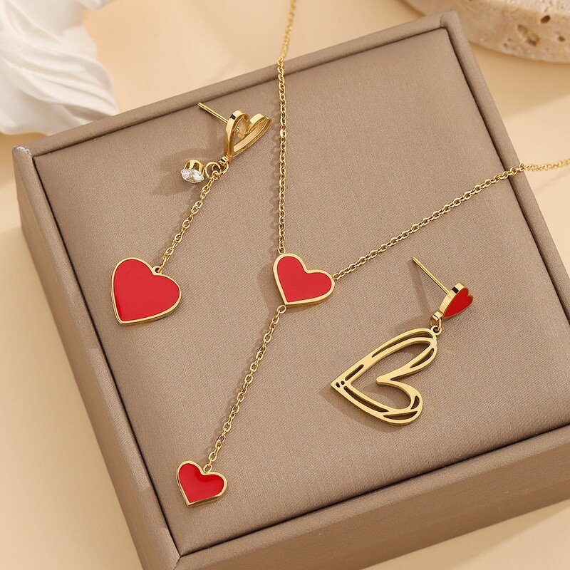 Jewelry Set Factory - 18K Gold Heart-shaped Set