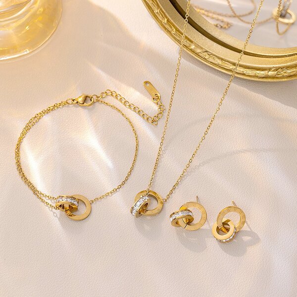Jewelry Set Factory - 18K Gold-plated Zircon Set