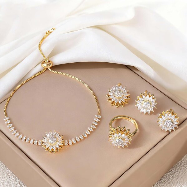 Jewelry Set Factory - Rotatable Sunflower Necklace Set