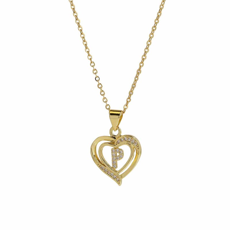 Initial Necklace Factory - 18K Gold Plated Heart Pendant