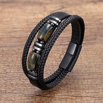 Leather Bracelet Factory - Men's Tiger Eye Braided Bracelet