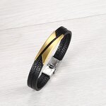 Titanium Steel Bracelet Factory - Simple Bar Leather Bracelet