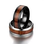 Wood Ring Factory - Black Ceramic Wood Inlay Band