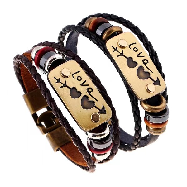 Couple Bracelet Factory - Retro Cowhide Arrow Love Bracelet