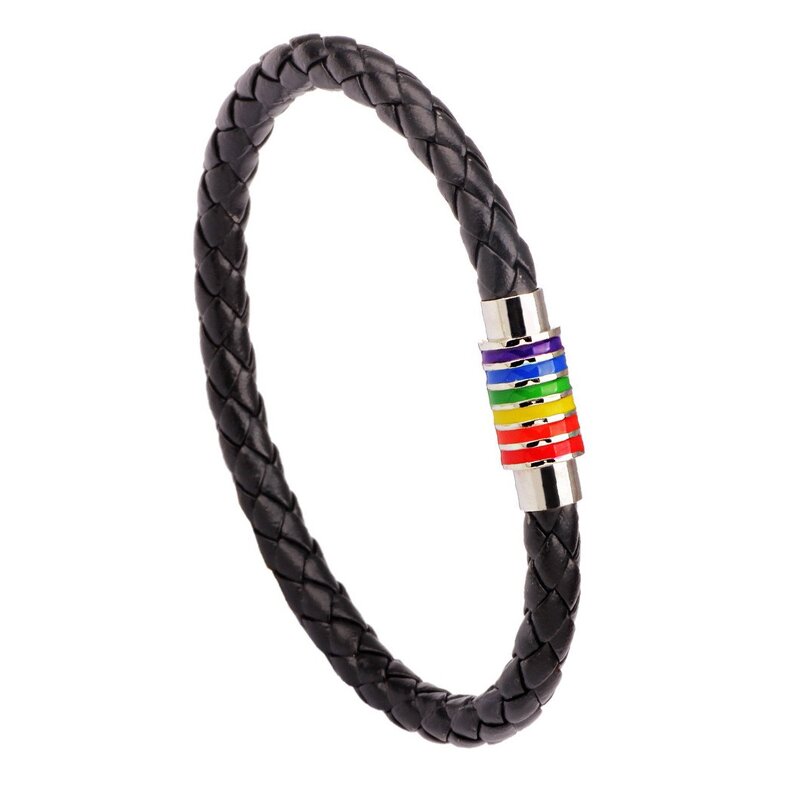 Rainbow Bracelet Factory - Leather Alloy Pride Bracelet