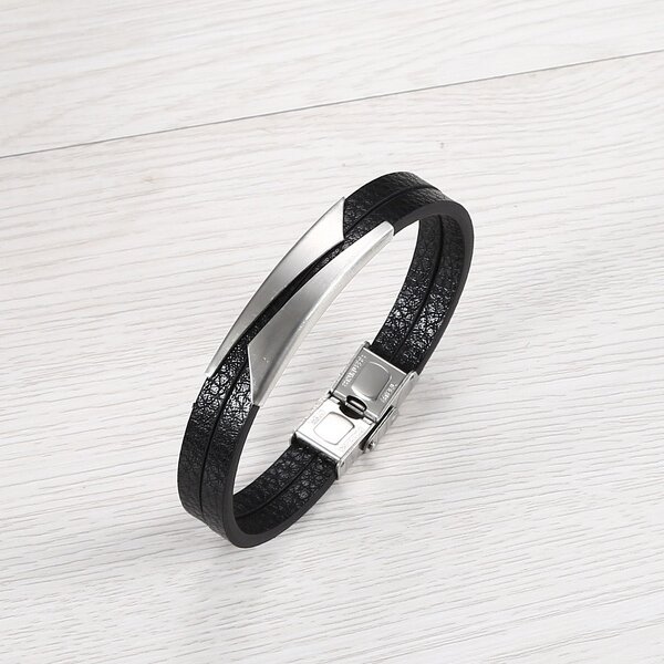 Titanium Steel Bracelet Factory - Simple Bar Leather Bracelet