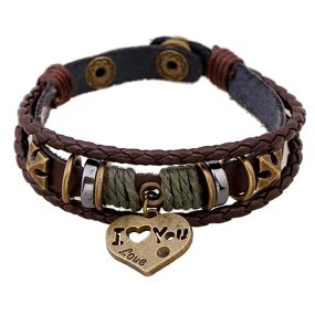 Charm Bracelet Factory - Braided Cowhide I Love You Bracelet