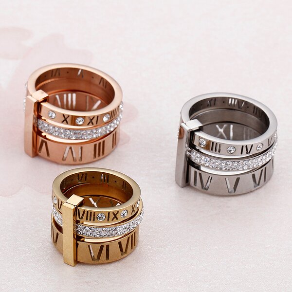 Roman Numeral Ring Factory - Stainless Steel Zircon Ring