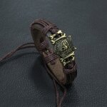 Punk Bracelet Factory - Wolf Head Cowhide Woven Bracelet