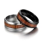 Wood Ring Factory - Black Ceramic Wood Inlay Band