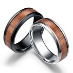 Wood Ring Factory - Black Ceramic Wood Inlay Band