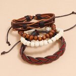 Bracelet Set Factory - 4pcs Punk Braided Leather Set