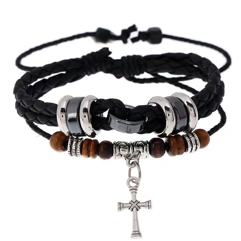 Cross Bracelet Factory - Vintage Cowhide Braided Bracelet