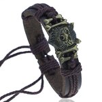 Punk Bracelet Factory - Wolf Head Cowhide Woven Bracelet