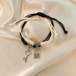 Couple Bracelet Factory - Alloy Key Lock Rope Bracelet