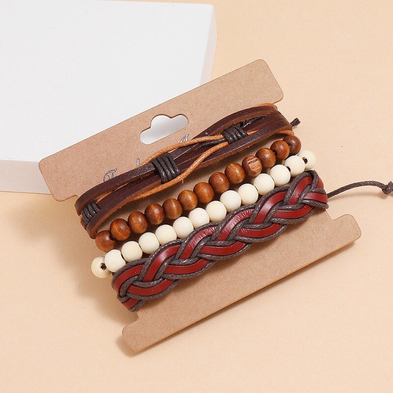 Bracelet Set Factory - 4pcs Punk Braided Leather Set