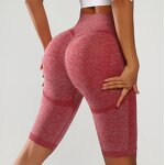 Women's XL High Waist Elastic Seamless Yoga Pants-Beautiful Peach Hip Fitness Sports Riding Breathable Sports Yoga Solid Pattern