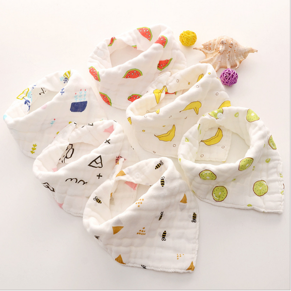 8 Layers 100% Organic Cotton Bandana Drool Bibs Soft and Absorbent Triangle for Boys & Girls Square Scarf & Handkerchiefs