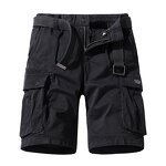 Wholesale Men's Casual Twill Elastic Cargo Shorts Below Knee Loose Fit Multi-Pocket Shorts