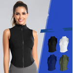 Women's Slim Fit Running Vest Breathable Yoga Fitness Wear with Vintage Style